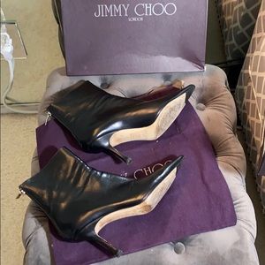 Jimmy Choo Short Black Kid Leather Boots